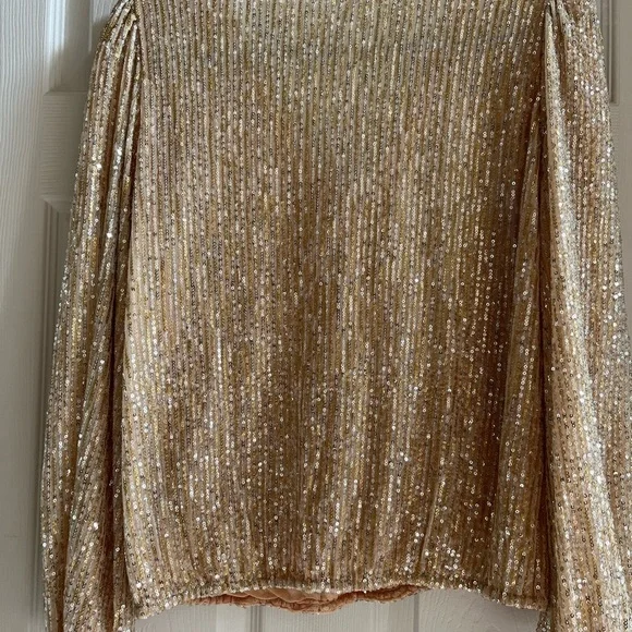Boston Proper Gold Sequin Blouse - Picture 4 of 6